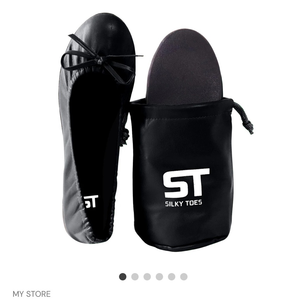 Silky Toes FOLDABLE TRAVEL FLAT PORTABLE COMFORT SHOES W/ POUCH 9M Black Ballet